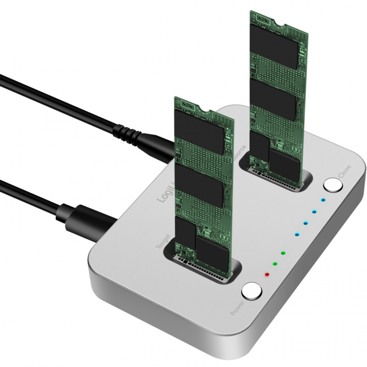 LogiLink Dubbel M.2 NVMe SSD-dockningsstation USB 3.2 Gen 2