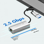 LogiLink USB-A/USB-C -> 2,5 Gigabit Nätverksadapter RJ45