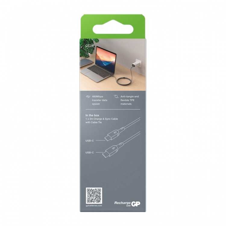GP Kaapeli USB-C USB-C:hen 100W CC2P 2m