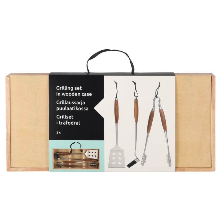 Mustang Grillaussarja Grilling Set Puinen Laatikko 3kpl
