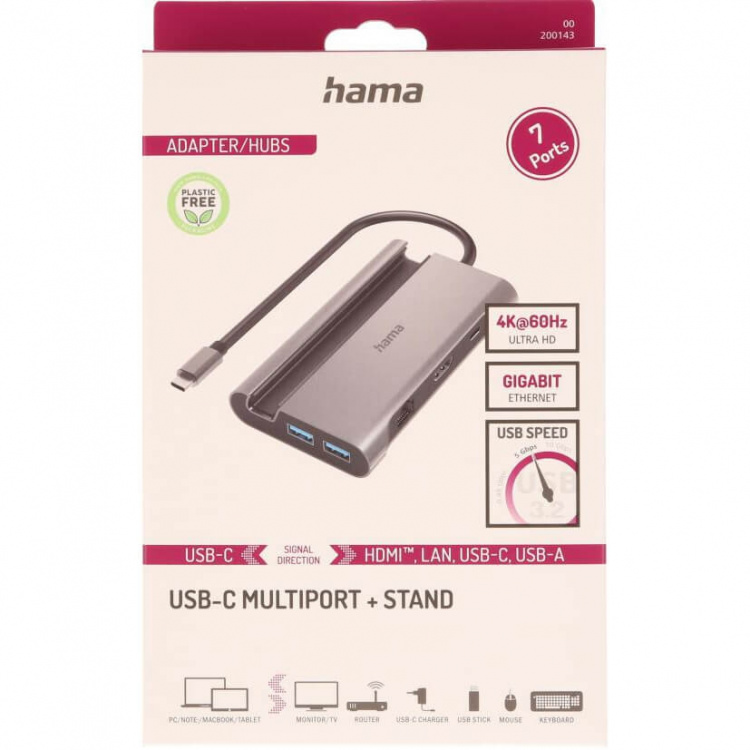 Hama USB-Keskitin USB-C Multiport 7-Porttinen Hama USB-Keskitin USB-C Multiport 7-Porttinen