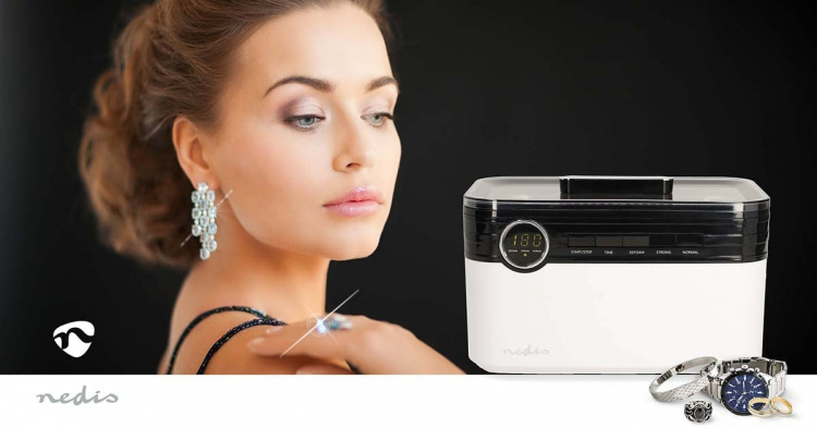 Nedis Ultraäänipuhdistin | Verkkovirtakäyttöinen | 220 - 240 V AC 50/60 Hz | Euro / Tyyppi-C (CEE 7/16) | Valkoinen | Muovi