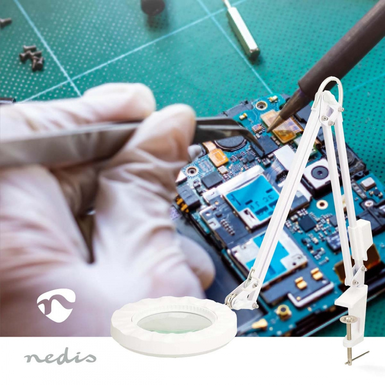 Nedis Pöytälamppu Suurennuslasilla | Linssin voimakkuus: 3 Diopter | 6500 K | 6 W | 700 lm | Valkoinen