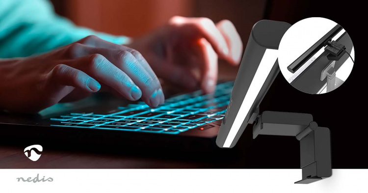 Nedis Näytön Valopalkki | 40 cm | Himmennettävä | LED | Kosketusohjaus | ABS-Muovi / Alumiini