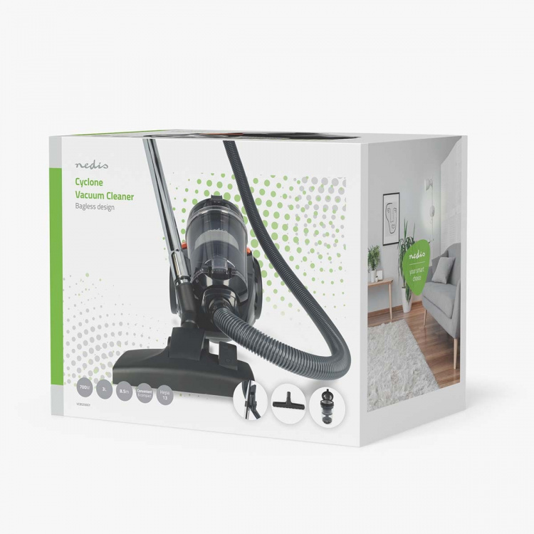 Nedis Pölypussiton pölynimuri | Pölypussiton | 700 W | Pölykapasiteetti: 3.0 l | Yhdistelmäharja | Toimintasäde: 8.50 m | HEPA ilmansuodatin | Antrasiitti / Musta / Oranssi Nedis Pölypussiton pölynimuri | Pölypussiton | 700 W | Pölykapasiteetti: 3.0 l | Yhdistelmäharja | Toimintasäde: 8.50 m | HEPA ilmansuodatin | Antrasiitti / Musta / Oranssi