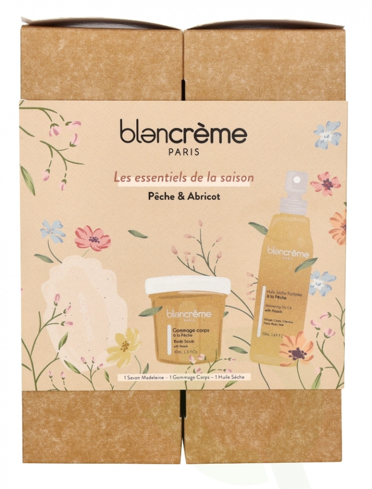 Blancreme Season Essentials Set - Peach & Apricot 160 ml Dry Oil 50ml/Soap 70gr/Body Scrub 40ml