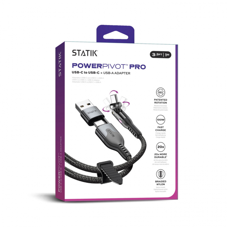 STATIK Kaapeli PowerPivot Pro Nylon Punottu USB-C USB-C:hen Musta 1m STATIK Kaapeli PowerPivot Pro Nylon Punottu USB-C USB-C:hen Musta 1m