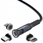 STATIK Kaapeli 360 Pro Magneettinen Kärki USB-C/Lightning/MicroUSB Musta 1m