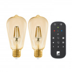 Eglo 2x E27 ST64 amber, kaukosäädin - Lämmin valkoinen - Zigbee, Bluetooth Eglo 2x E27 ST64 amber, kaukosäädin - Lämmin valkoinen - Zigbee, Bluetooth