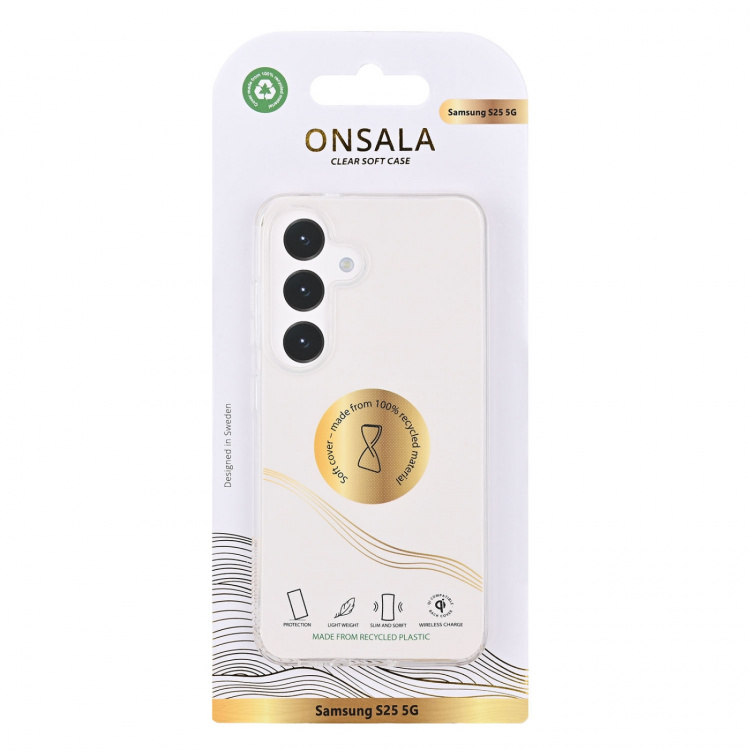 Onsala Mobiilikuori Samsung S25 5G TPU Kierrätetty Transparent Onsala Mobiilikuori Samsung S25 5G TPU Kierrätetty Transparent