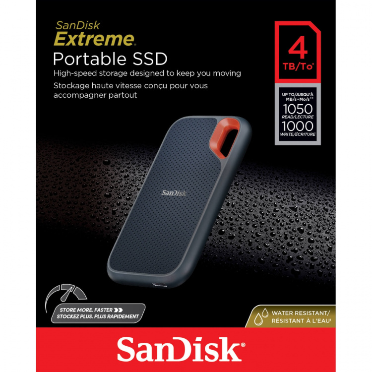SanDisk Bärbar SSD Extreme 4TB 1050MB/s Läs 1000MB/s Skriv SanDisk Bärbar SSD Extreme 4TB 1050MB/s Läs 1000MB/s Skriv