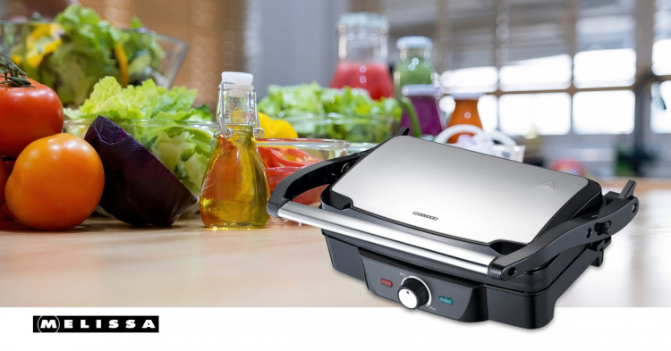 MELISSA Pöytägrilli/Paninigrilli 1600W Musta/Ruostumaton Teräs