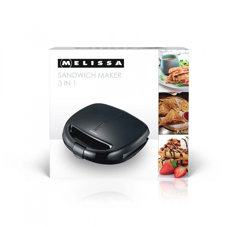 MELISSA Voileipägrilli 3-in-1 Irrotettavilla Paistopinnoilla 850W Musta