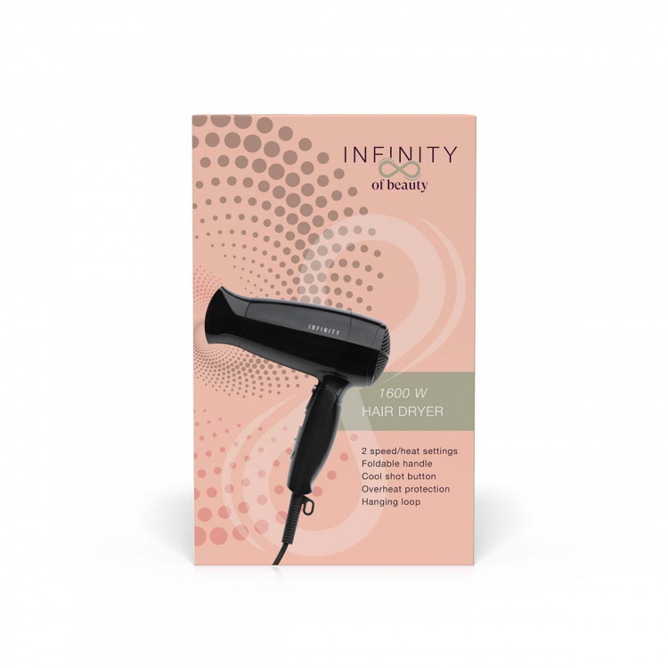 MELISSA Hiustenkuivaaja taittuvalla kahvalla 1600W Musta