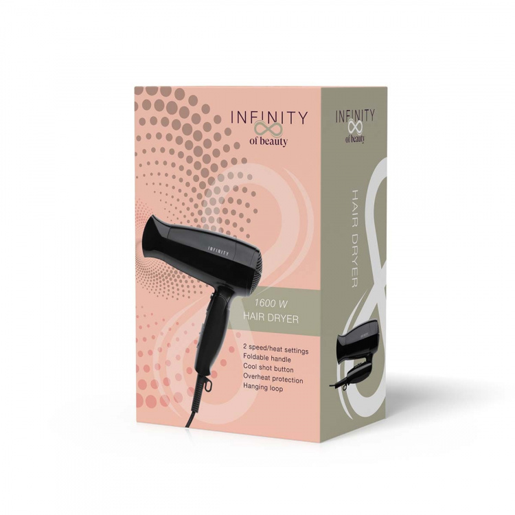 MELISSA Hiustenkuivaaja taittuvalla kahvalla 1600W Musta