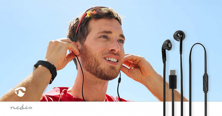 Nedis Langalliset Kuulokkeet | USB-C™ | Kaapelin pituus: 1.20 m | Sisäänrakennettu mikrofoni | Äänenvoimakkuuden Säätö | Musta