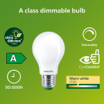 Philips LED E27 Normal A60 4W (60W) Frostad 840lm Dimbar 2700K Energiklass A