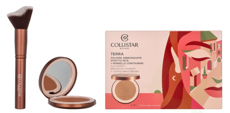 Collistar Bronzing Powder Set 10 g Bronzing Powder 4.4 Hawaii Matte 10g/Contouring Brush