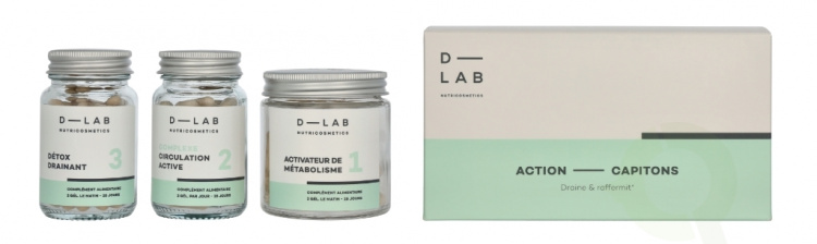 D-Lab Nutricosmetics D-Lab Action Capitions Set 3 piece Circulation Active 28 caps/Activateur De Metabolisme 28 caps/Detox Drainaint 28 caps