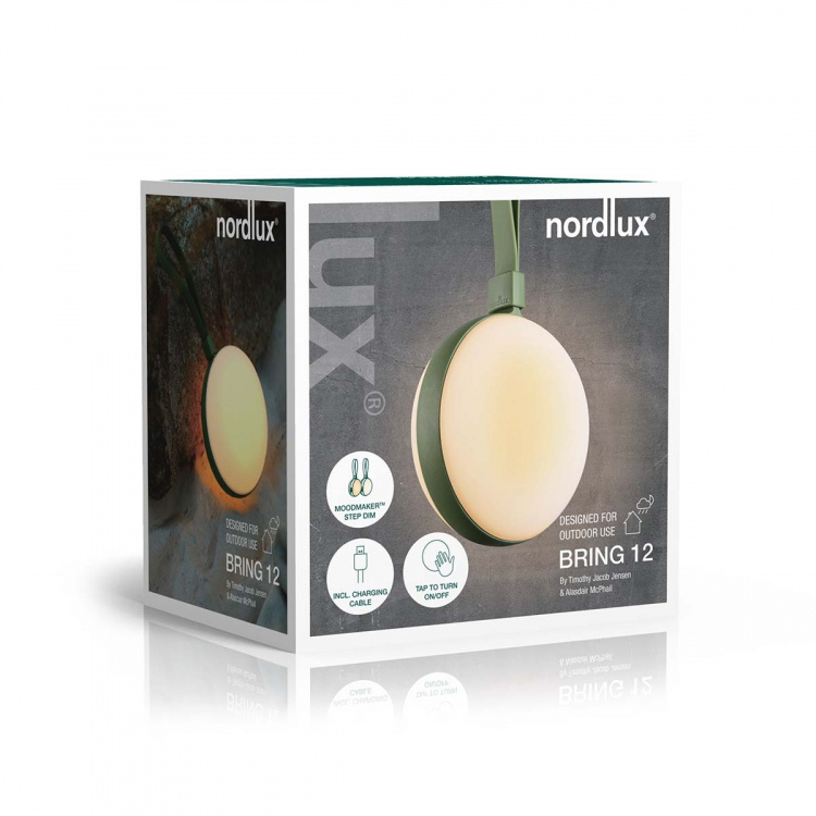 Nordlux Bring To-Go 12 Paristovalo Valkoinen/vihreä