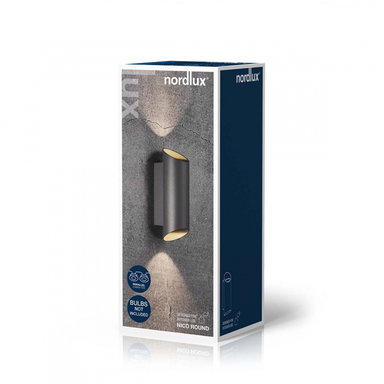 Nordlux Nico Round 22 seinävalaisin Musta
