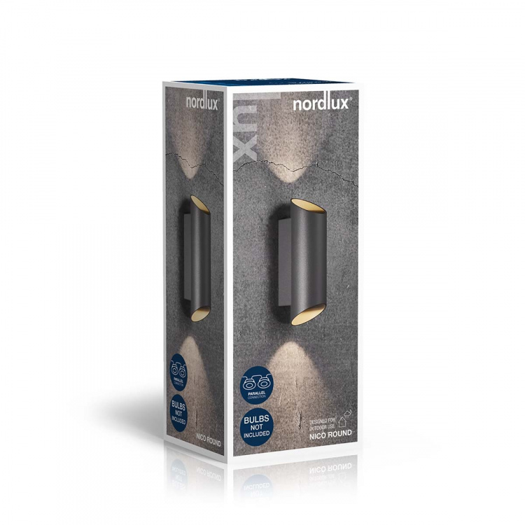Nordlux Nico Round 22 seinävalaisin Musta