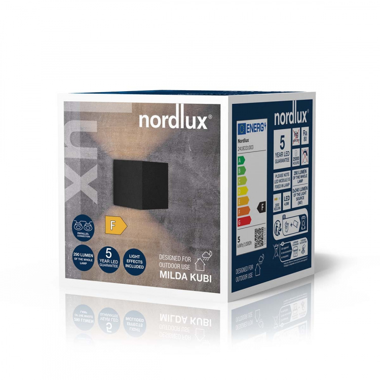 Nordlux Milda kubi Seinävalaisin Musta