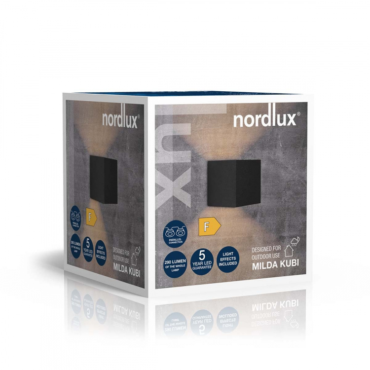 Nordlux Milda kubi Seinävalaisin Musta