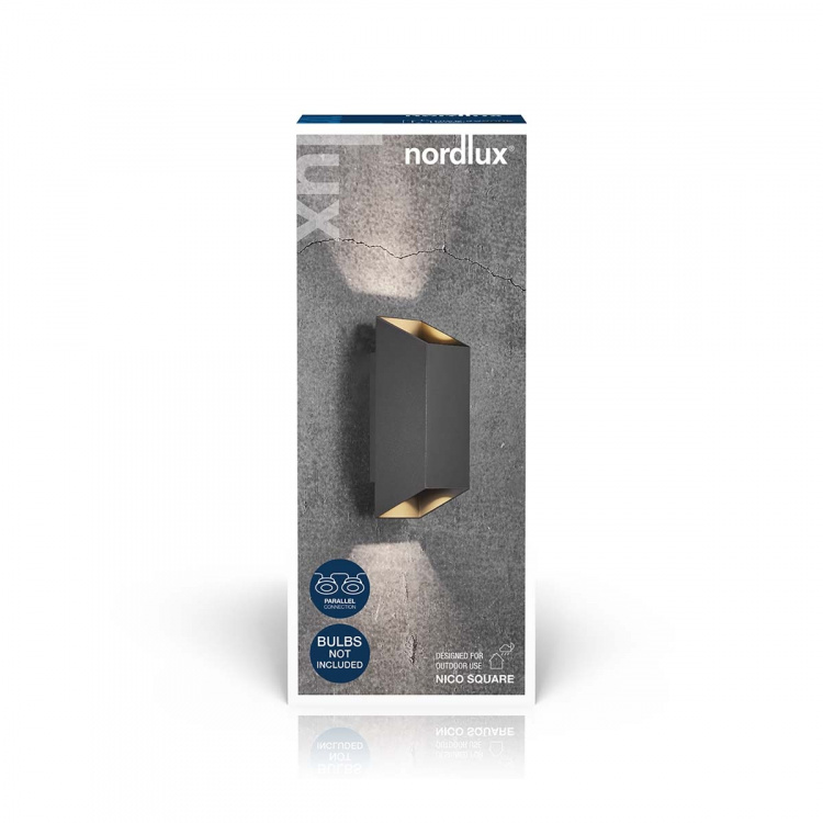 Nordlux Nico Square 22 seinävalaisin Musta