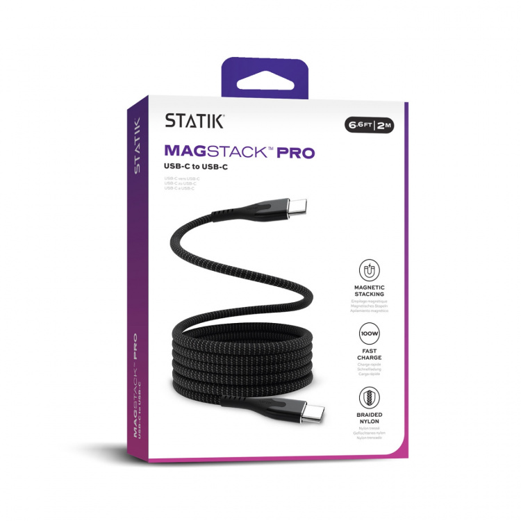 STATIK Magneettikaapeli Magstack Pro USB-C USB-C:hen Musta 2m
