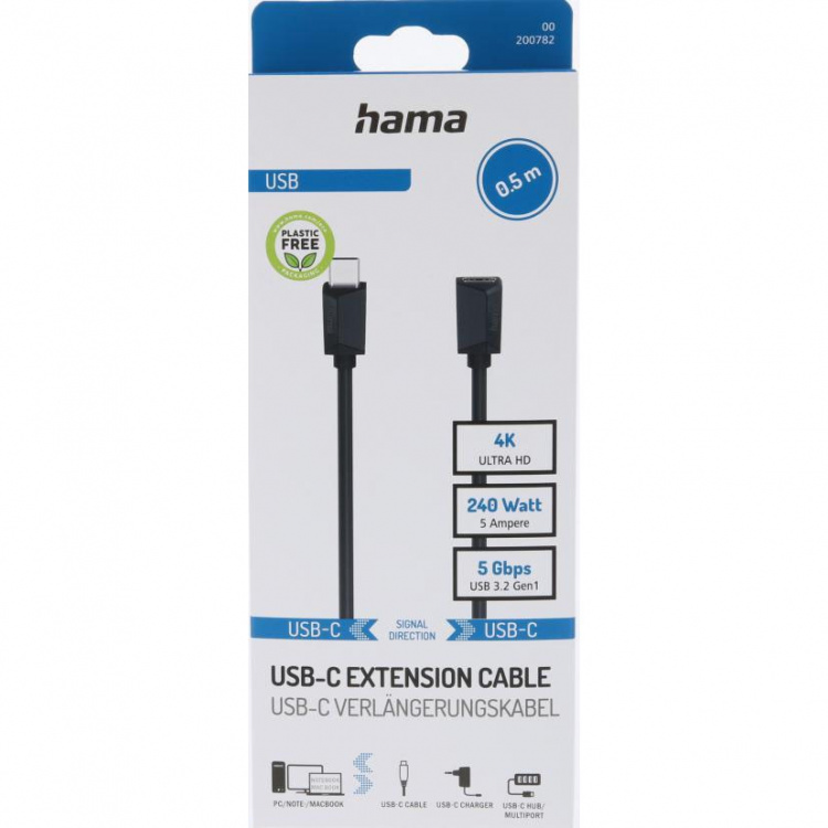 Hama Usb-C Extension Musta 0.5m Hama Usb-C Extension Musta 0.5m