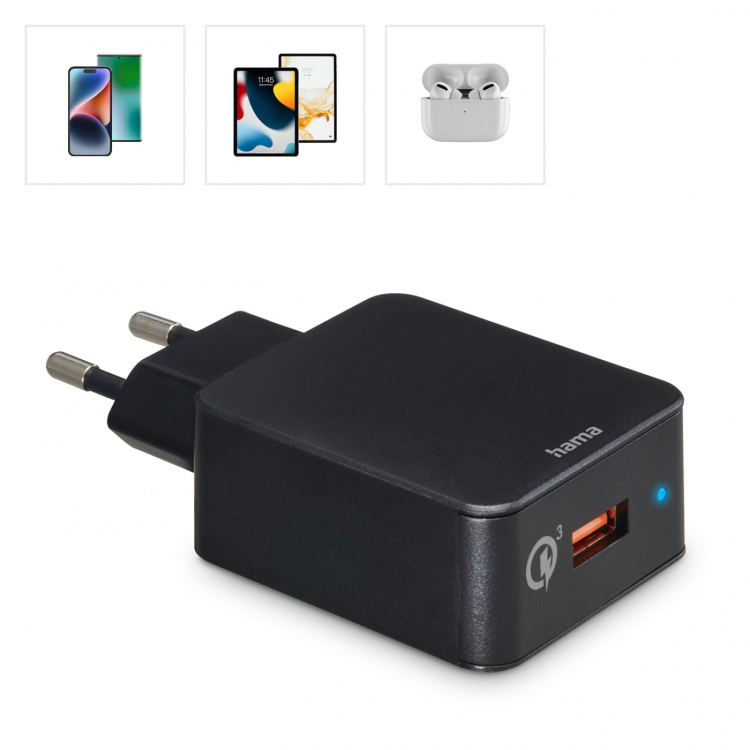 Hama Pikalaturi Fast Charger 1x USB-A Qualcomm 19.5w Musta Hama Pikalaturi Fast Charger 1x USB-A Qualcomm 19.5w Musta