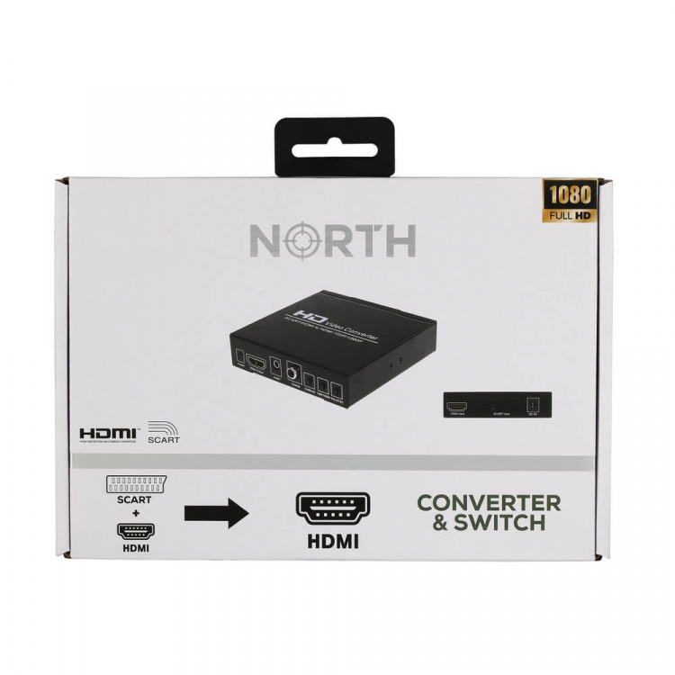 North SCART+HDMI - HDMI HD Muunnin ja Switch Musta