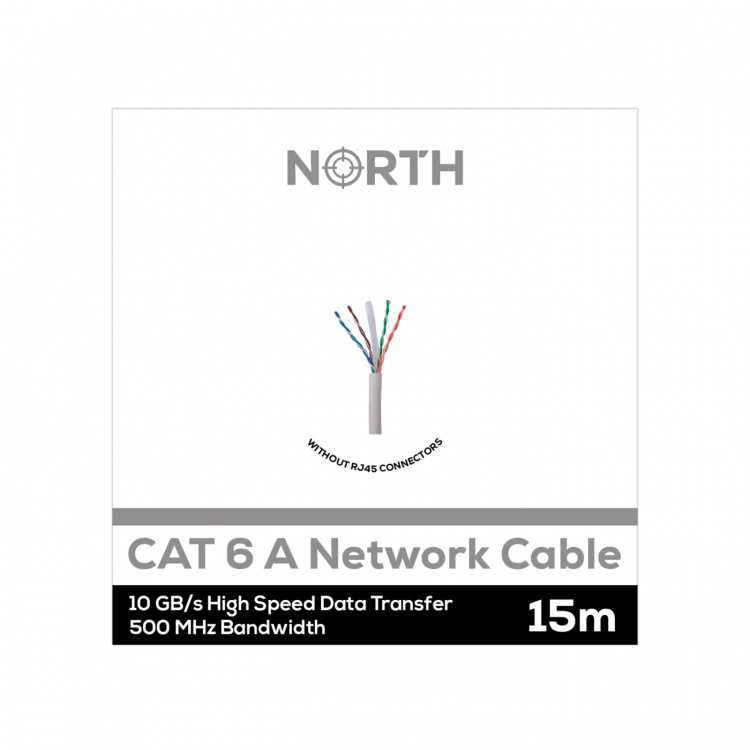 North Nettikaapeli Cat6A UTP Valk 15m kontaktiton Solid 10Gb/s 500MHz 26awg CM North Nettikaapeli Cat6A UTP Valk 15m kontaktiton Solid 10Gb/s 500MHz 26awg CM