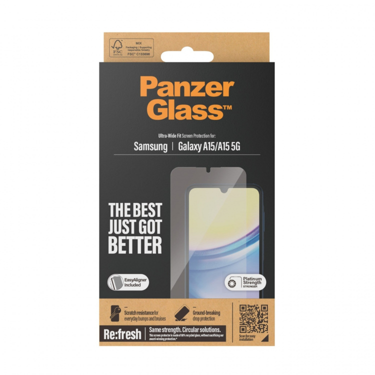 PanzerGlass Screen Protector Samsung Galaxy A15, Transparent  PanzerGlass Screen Protector Samsung Galaxy A15, Transparent