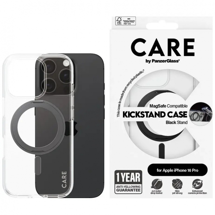 PanzerGlass CARE Kickstand Black for Apple iPhone 16 Pro PanzerGlass CARE Kickstand Black for Apple iPhone 16 Pro