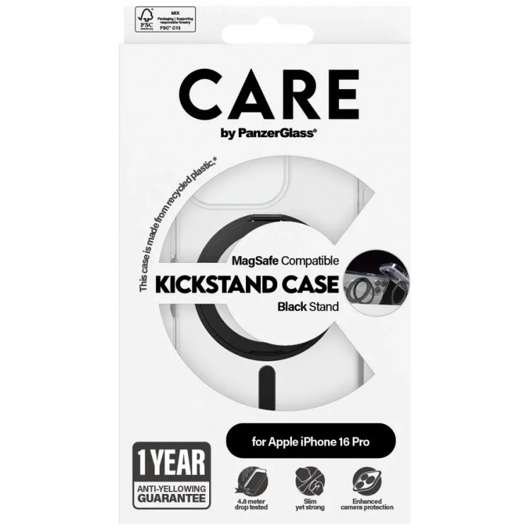 PanzerGlass CARE Kickstand Black for Apple iPhone 16 Pro PanzerGlass CARE Kickstand Black for Apple iPhone 16 Pro