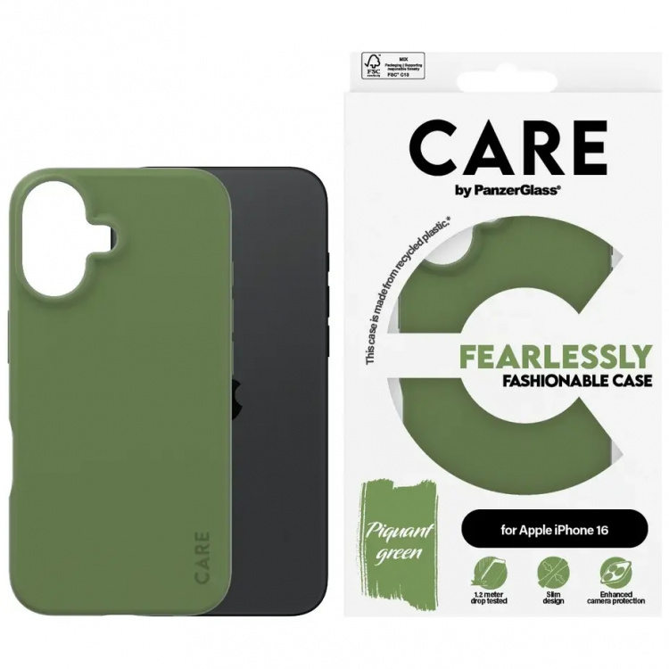 PanzerGlass CARE Fashionable Case for iPhone 16 Green PanzerGlass CARE Fashionable Case for iPhone 16 Green