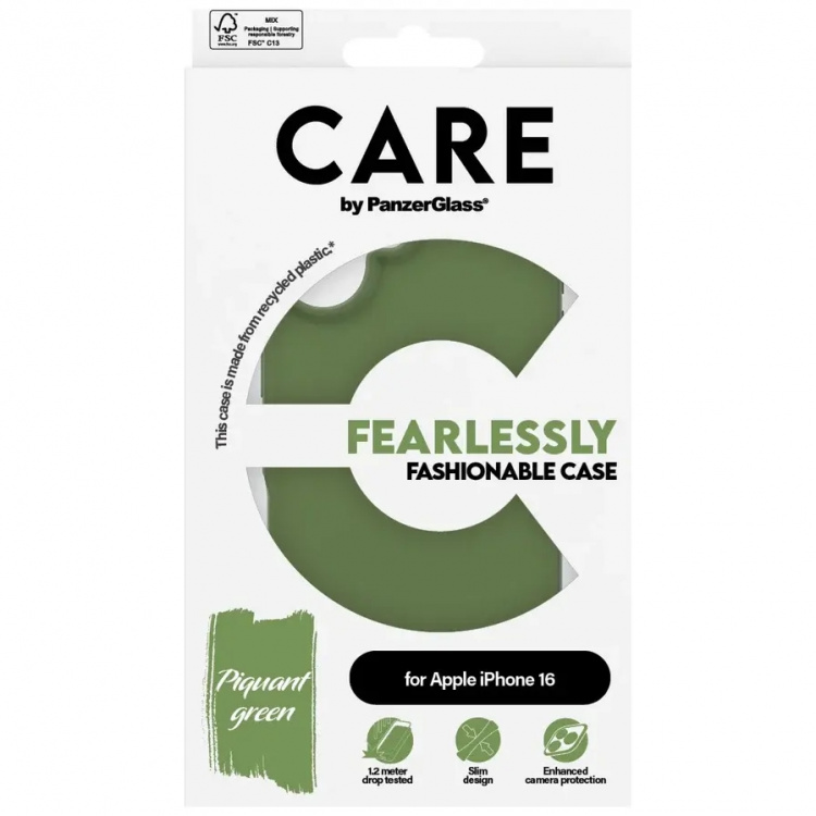 PanzerGlass CARE Fashionable Case for iPhone 16 Green PanzerGlass CARE Fashionable Case for iPhone 16 Green