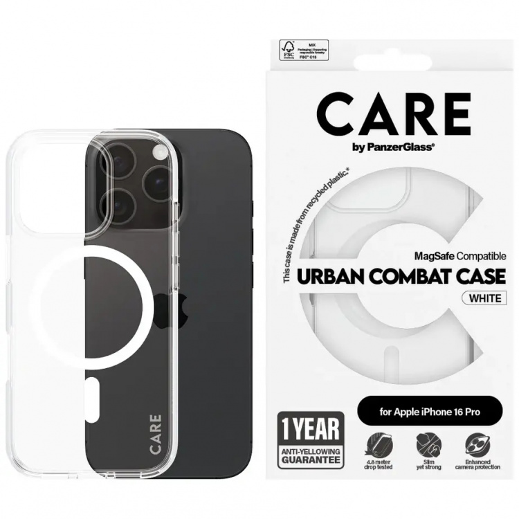 PanzerGlass CARE Urban Combat Case Magsafe White for Apple iPhone 16 Pro PanzerGlass CARE Urban Combat Case Magsafe White for Apple iPhone 16 Pro
