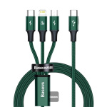 Baseus Rapid Series 3-in-1 USB-C salamalle/Micro/USB-C 1.5m vihreä Baseus Rapid Series 3-in-1 USB-C salamalle/Micro/USB-C 1.5m vihreä