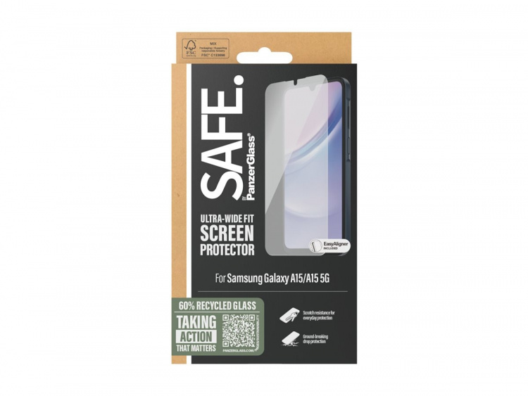 PanzerGlass SAFE. by PanzerGlass Screen Protector Samsung Galaxy A15, Transparent PanzerGlass SAFE. by PanzerGlass Screen Protector Samsung Galaxy A15, Transparent