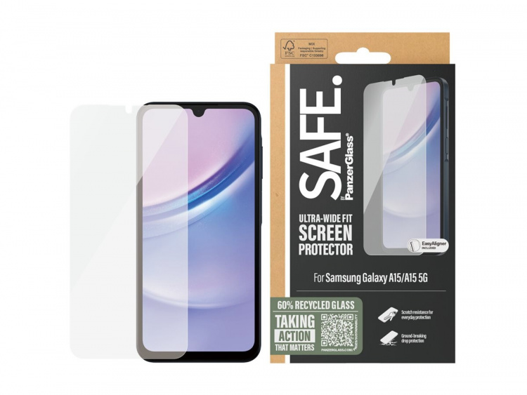 PanzerGlass SAFE. by PanzerGlass Screen Protector Samsung Galaxy A15, Transparent PanzerGlass SAFE. by PanzerGlass Screen Protector Samsung Galaxy A15, Transparent