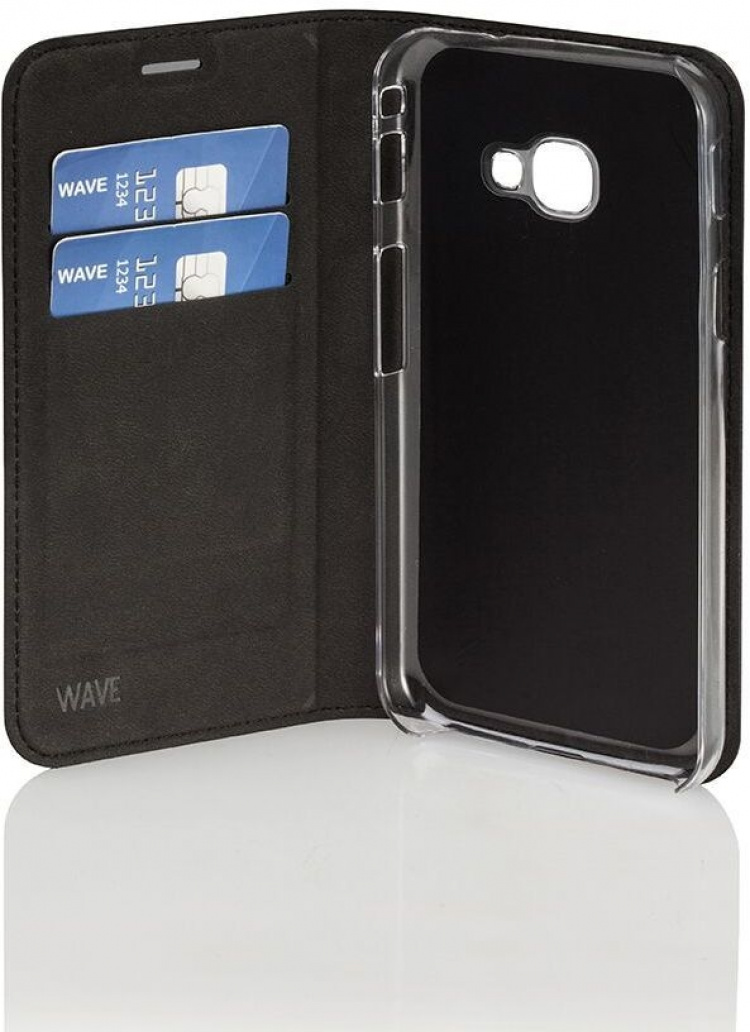 Wave BookCase -suojakotelo, Samsung Galaxy Xcover 4 / 4S, musta