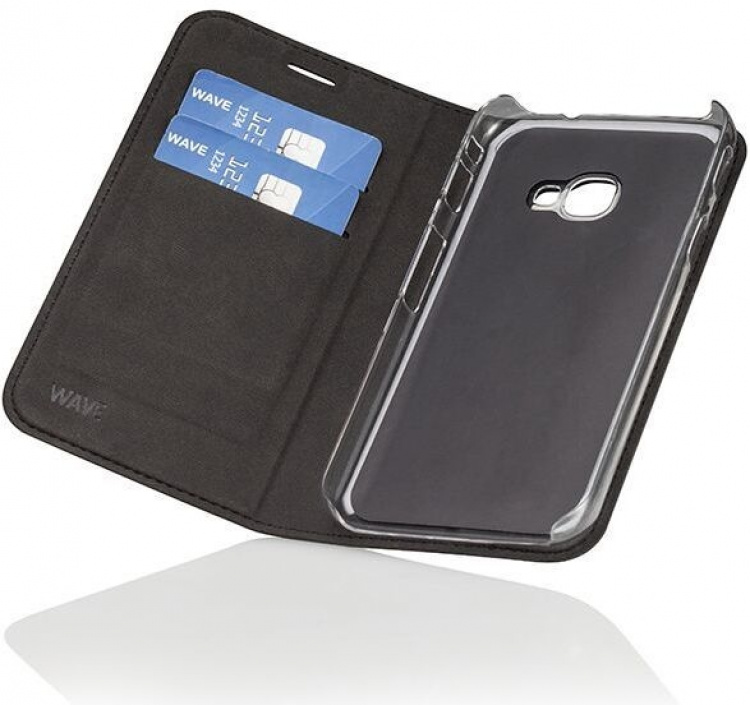 Wave BookCase -suojakotelo, Samsung Galaxy Xcover 4 / 4S, musta
