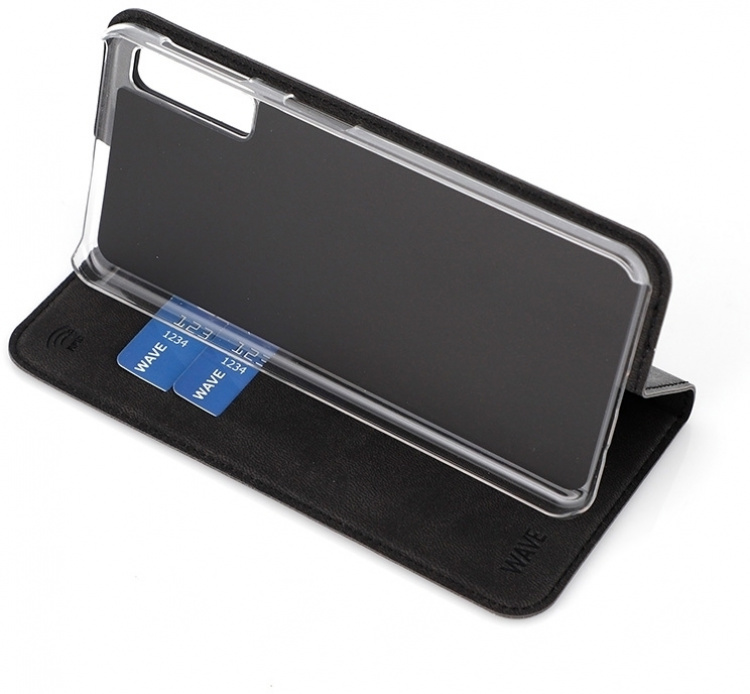 Wave BookCase -suojakotelo, Samsung Galaxy A7 (2018), musta