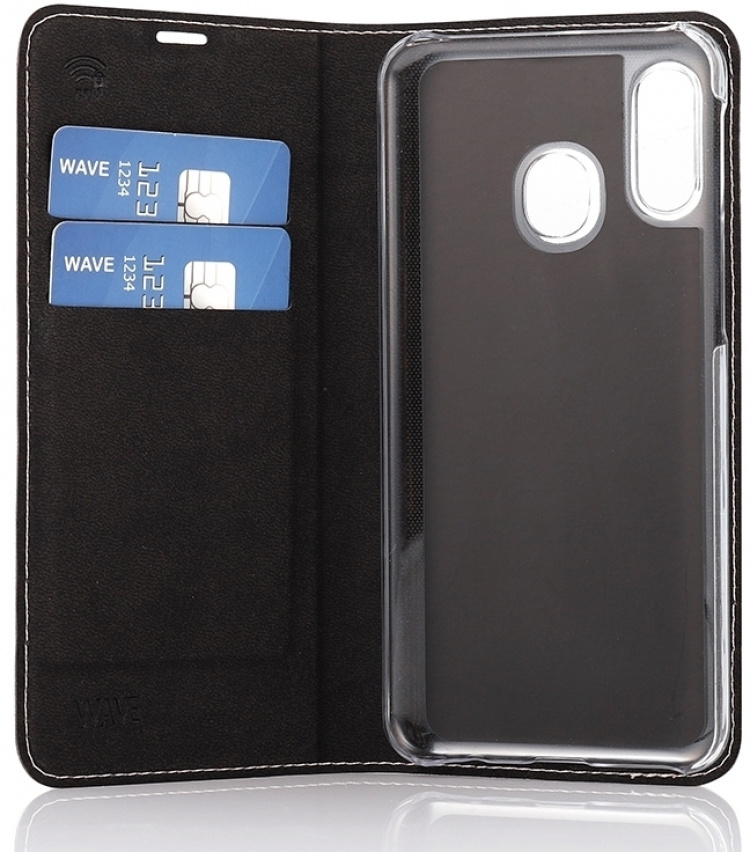 Wave BookCase -suojakotelo, Samsung Galaxy A40, ruusukulta