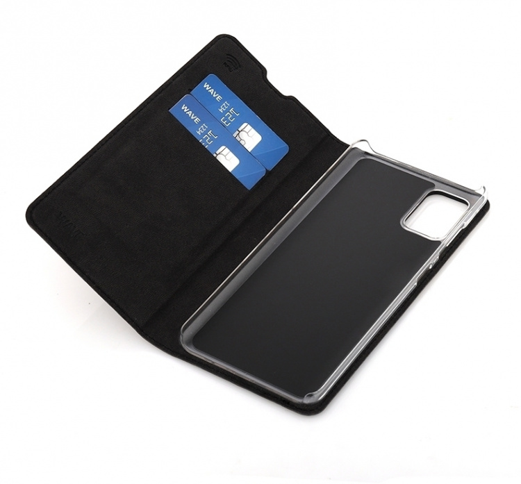 Wave BookCase -suojakotelo, Samsung Galaxy A51, musta