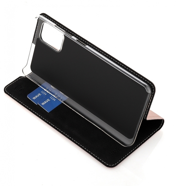 Wave BookCase -suojakotelo, Samsung Galaxy A51, ruusukulta