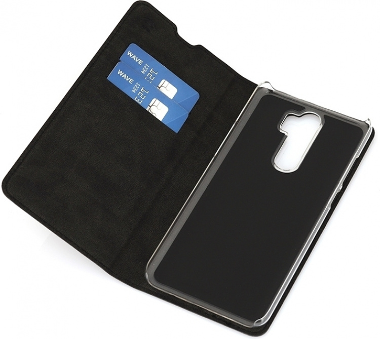Wave BookCase -suojakotelo, Xiaomi Redmi Note 8 Pro, musta